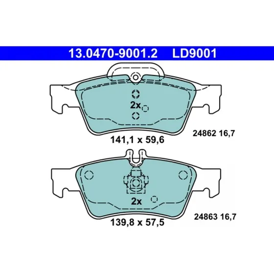 ATE Bremseklodser 13.0470-9001.2 Ceramic, bagaksel, til Mercedes-Benz E-Class