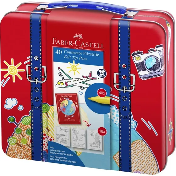 Faber-Castell Fibertip Tuscher i Rejsekuffert – 40 Farver