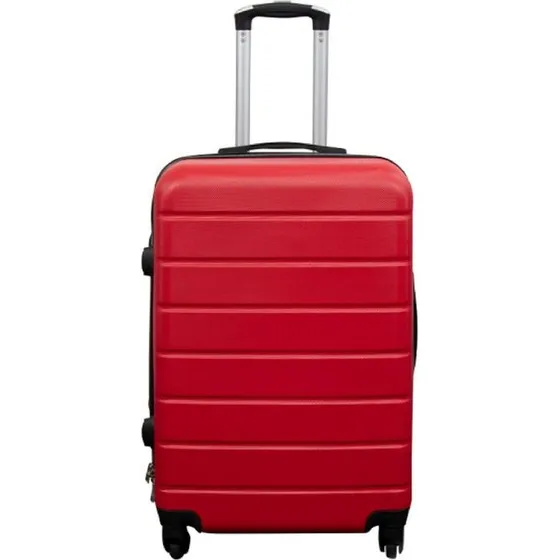 Rød Hardcase Kuffert Medium, 69 L, med 360° Hjul & Lås