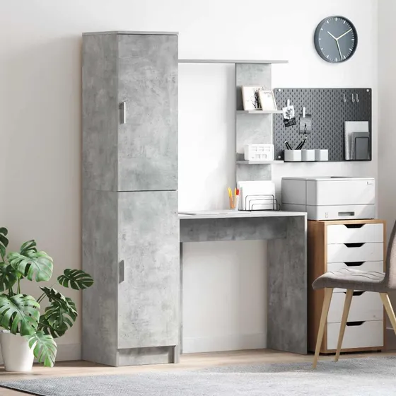 vidaXL Skrivebordsæt 2 stk Beton Grå 78,5 x 37 x 154,5 cm
