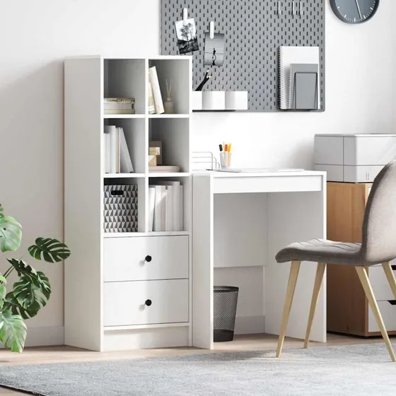 Hvit Skrivebord med Opbevaring og Hylde, 100 x 40 x 76 cm