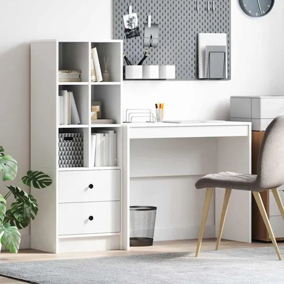 Hvid skrivebord med skuffe 2 dele, 90 x 40 x 76 cm