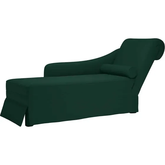 vidaXL Chaiselong med Bolster og Højre Armlæn, Mørkegrøn Fløjl