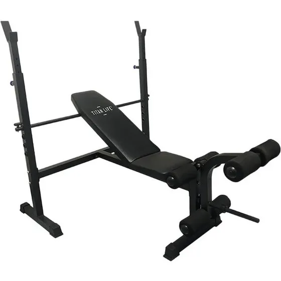 TITAN LIFE Essential Bench II – bænk med 60 kg vægtstangssæt