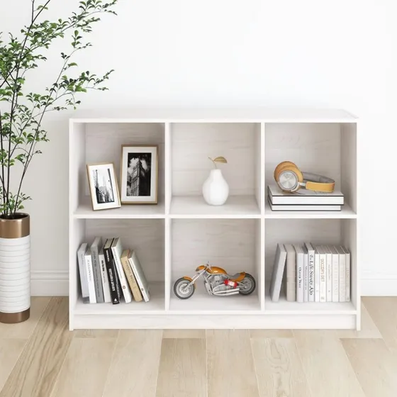 vidaXL bogreol 104x33x76 cm massivt fyrretræ hvid