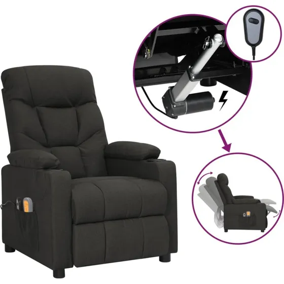 vidaXL eldrevet massagestol stof sort
