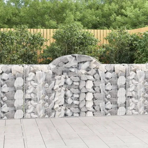 vidaXL buede gabionkurve 25 stk. 200x30x100/120 cm galvaniseret jern