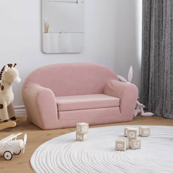 vidaXL 2-personers sovesofa til børn lyserød plys