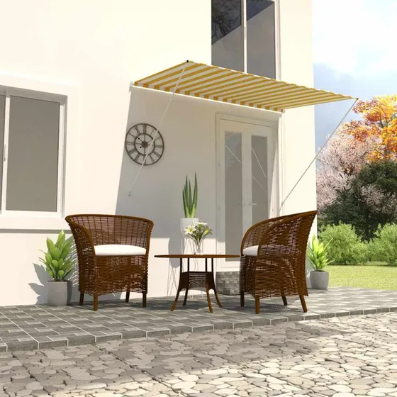 vidaXL Foldemarkise 200x150 cm Gul/Hvid