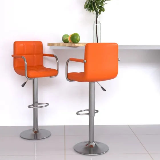 vidaXL barstole 2 stk. orange kunstlæder