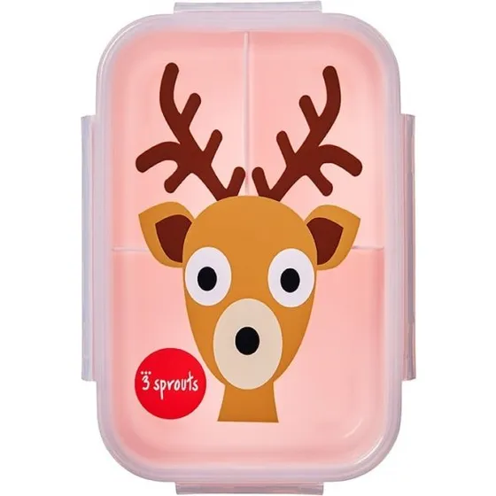 3 Sprouts Bento Box - Lyserød Hjort - 3 Rum