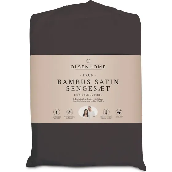 Olsen Home Bambus Satin Sengetøj, 140x200 cm, Brun
