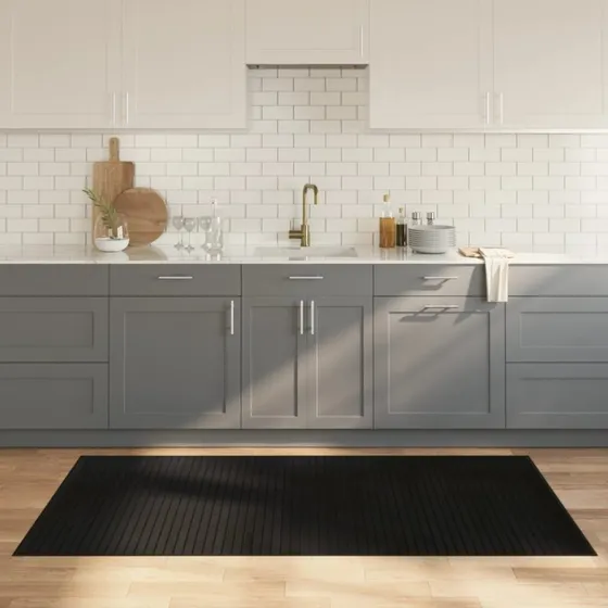 vidaXL gulvtæppe 100x200 cm bambus sort