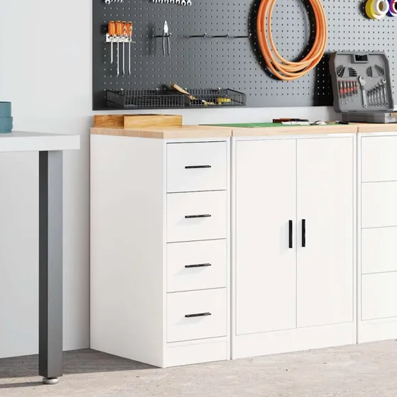 vidaXL Garageopbevaringsskab Hvid 30x51x85 cm Fyrretræ