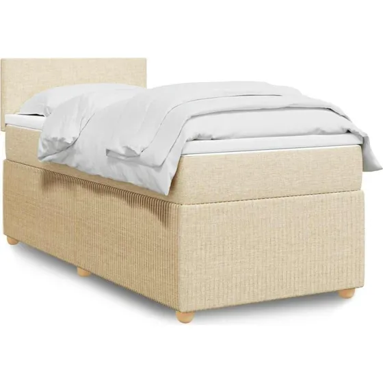 vidaXL Kontinentalseng 90x200 cm Creme med Pocketfjedermadras