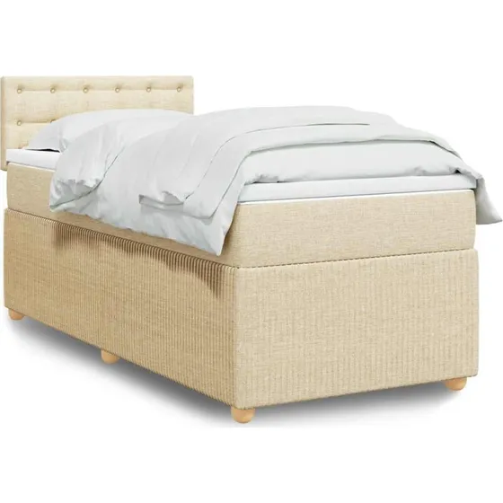 vidaXL Kontinentalseng 90x200 cm Creme med Pocketfjedermadras