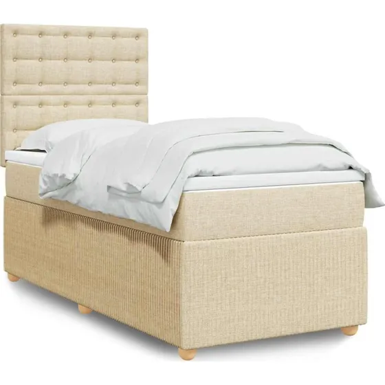 vidaXL Kontinentalseng 90x200 cm Creme med Pocketfjedermadras