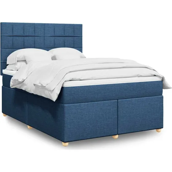 vidaXL Kontinentalseng 140x190 cm med blå stofmadras