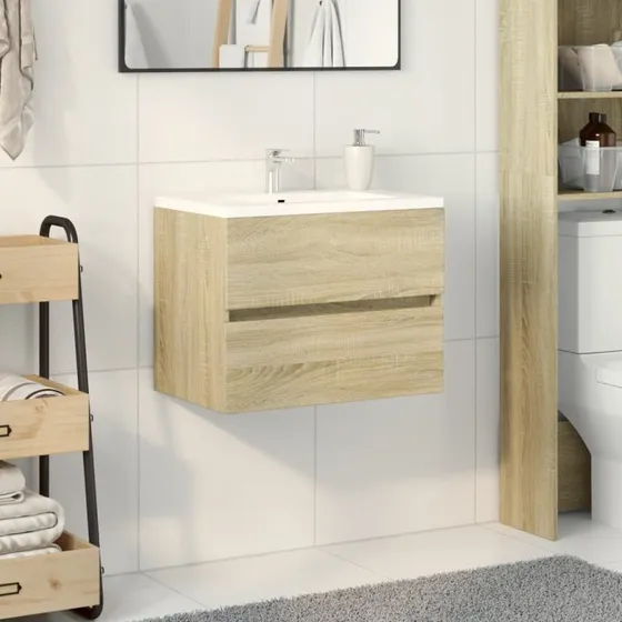 vidaXL Vaskeskab 60x38,5x45 cm Konstrueret Træ Sonoma-Eg