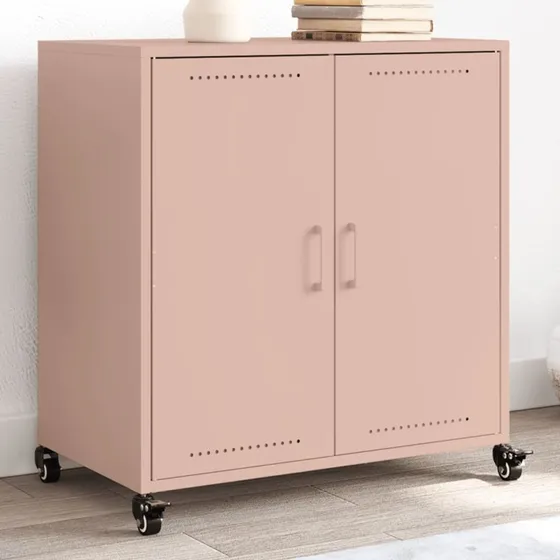 vidaXL Skab 68x39x72 cm stål lyserød