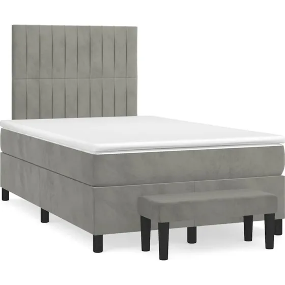 vidaXL Kontinentalseng 120x190 cm med Madras i Lysegrå Velour
