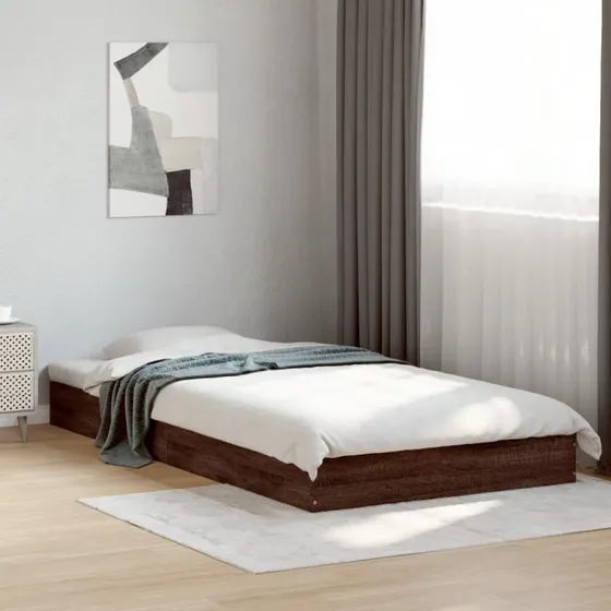 vidaXL Sengeramme 100x200 cm Konstrueret Træ Brun Eg