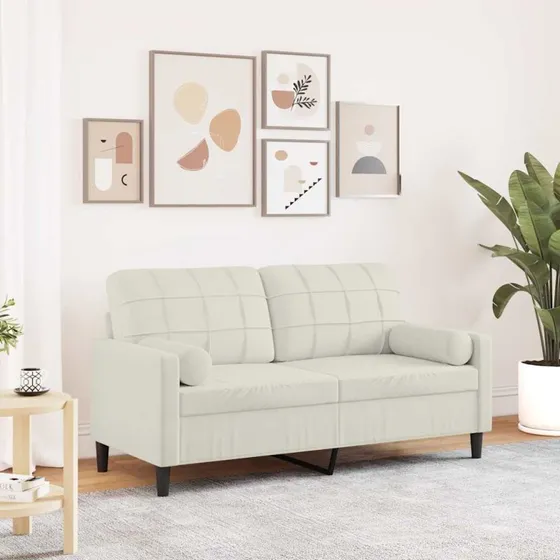 vidaXL 2-personers sofa velour cremefarvet 140 cm