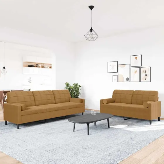 vidaXL sofasæt 2 dele med hynder og puder, brun