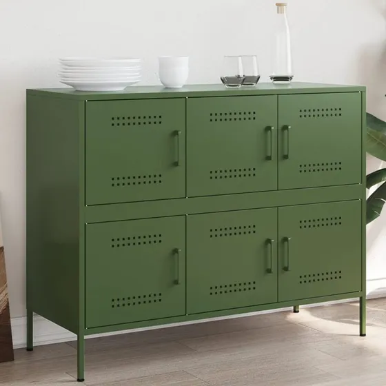 vidaXL Skab 100,5x39x79 cm stål olivengrøn