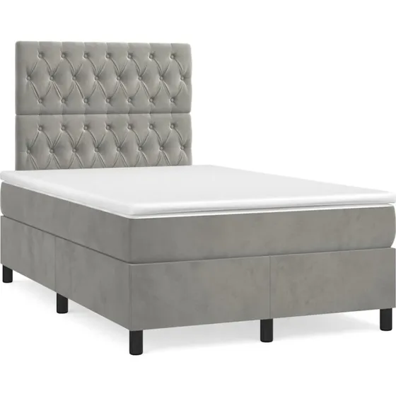 vidaXL Kontinentalseng 120x190 cm med Madras i Lysegrå Velour