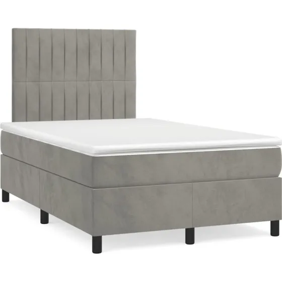 vidaXL Kontinentalseng 120x190 cm med Madras i Lysegrå Velour