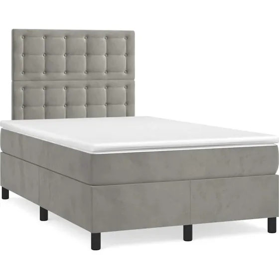vidaXL Kontinentalseng 120x190 cm med Madras i Lysegrå Velour