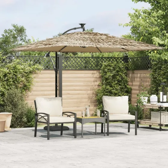 vidaXL Haveparasol med stålstang 269x269x235 cm brun