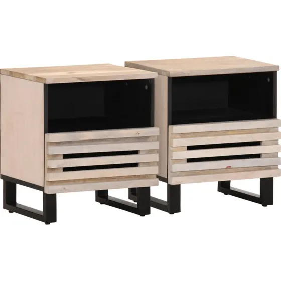 vidaXL Sengeborde 2 stk. 40x34x46 cm massivt bleget mangotræ