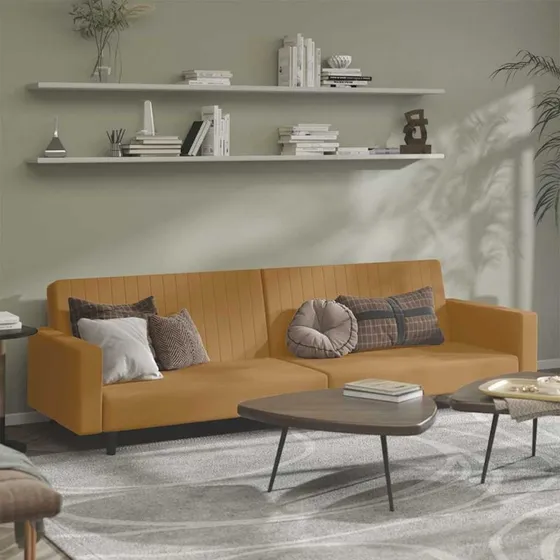 vidaXL 2-personers sovesofa fløjl brun med armlæn