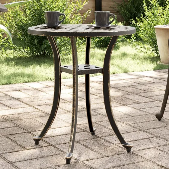 vidaXL Havebord Ø48x53 cm støbt aluminium bronzefarvet
