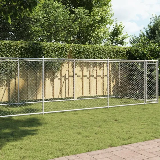 vidaXL Hundegård 8x2x1,5 m galvaniseret stål grå