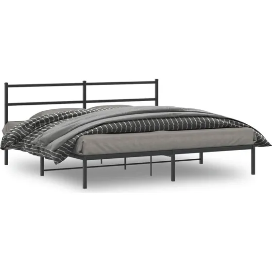 vidaXL Sengeramme med Sengegavl 180x200 cm, Metal, Sort
