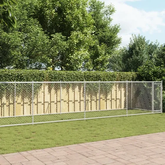 vidaXL Hundegård 12x2x1,5 m galvaniseret stål grå