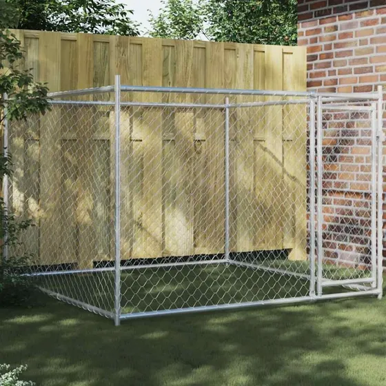 vidaXL Hundegård 2x2x1,5 m galvaniseret stål grå