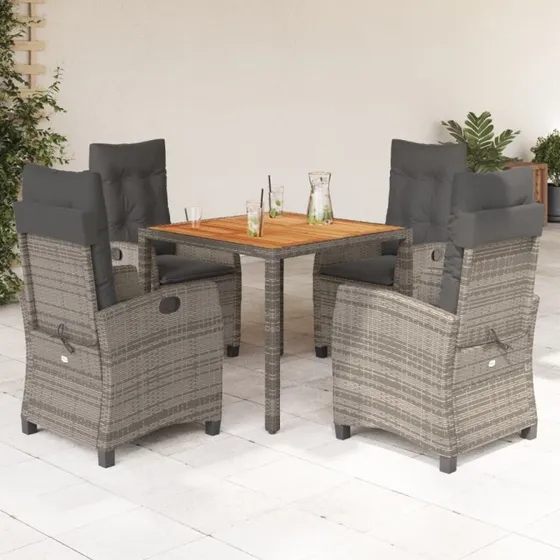 Finnish Garden Spisebordssæt 5 Dele Grå Polyrattan 90 cm