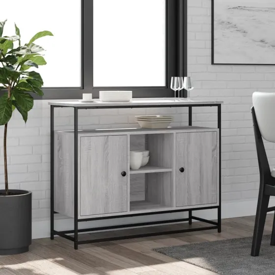 vidaXL Skænk 100x35x80 cm Grå Sonoma-Eg Konstrueret Træ