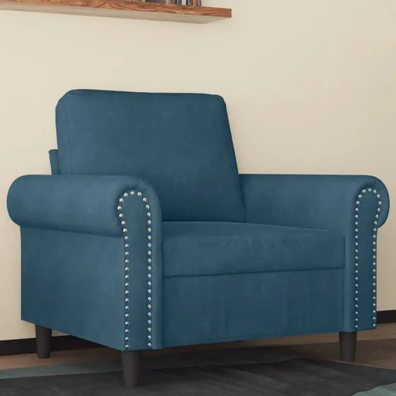 vidaXL Lænestol 60 cm Velour Blå