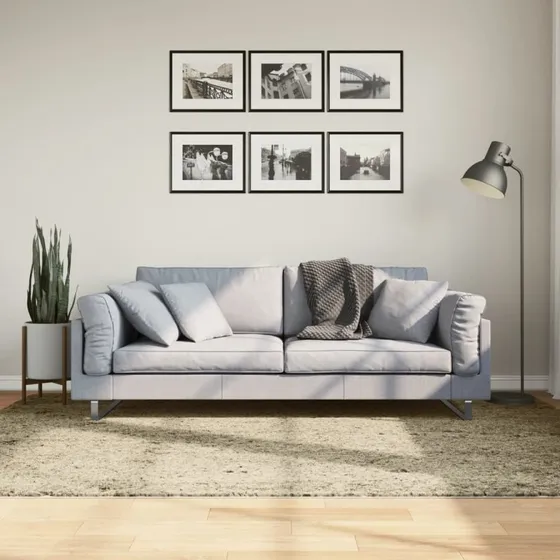 vidaXL Shaggy Gulvtæppe Pamplona 160x230 cm, Høj Luv, Guldfarvet