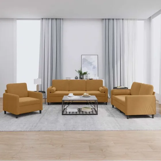 vidaXL 3-delet sofasæt med puder i brun velour