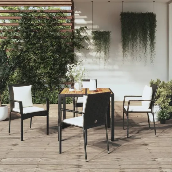 Haven 5-delssæt med Polyrattan, Grå, 90 cm