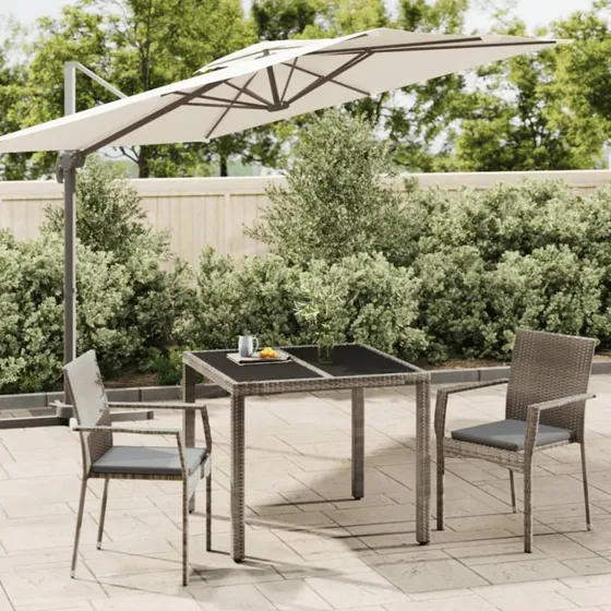 Havens Best Grå PolyRattan Spisebordssæt 3 dele, 90 cm