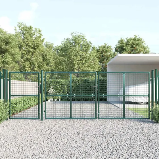 vidaXL Gitterlåge 400x125 cm Grøn Galvaniseret Stål