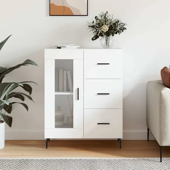 vidaXL Skænk 69,5x34x90 cm Konstrueret Træ Hvid