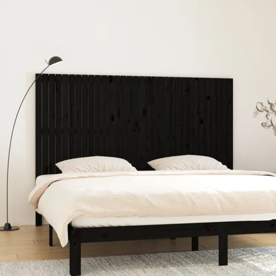 vidaXL Sengegavl 204x3x110 cm massivt fyrretræ sort